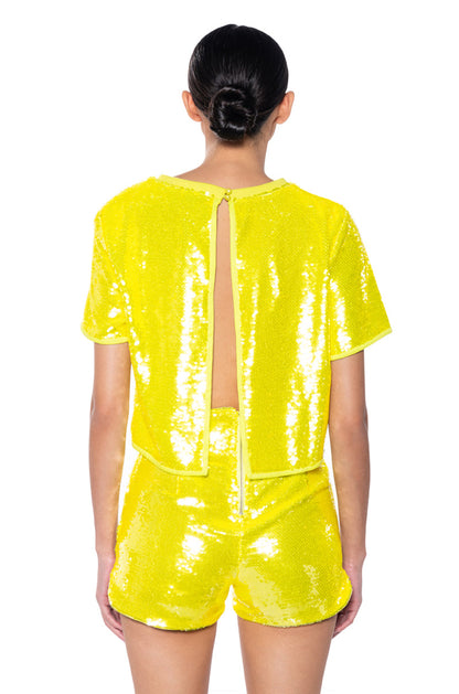 ALL UP IN MY MIND SEQUIN SHORT SLEEVE SHIRT