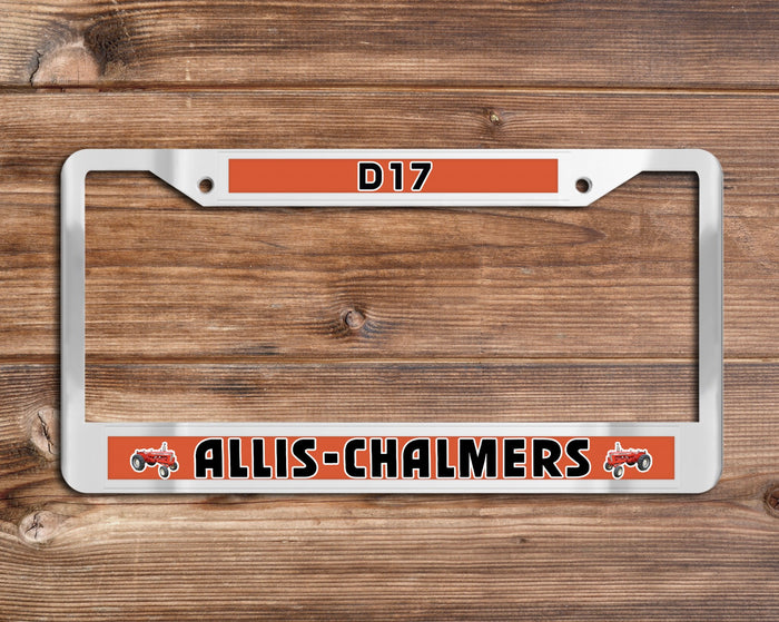 Allis-Chalmers D-17 Tractor Chrome OR Matte Black finish License Plate Frame