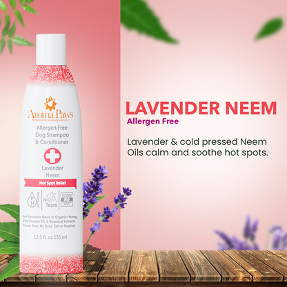 Aroma Paws - Allergen Free Hot Spot Relief Dog Shampoo, Lavender and Neem
