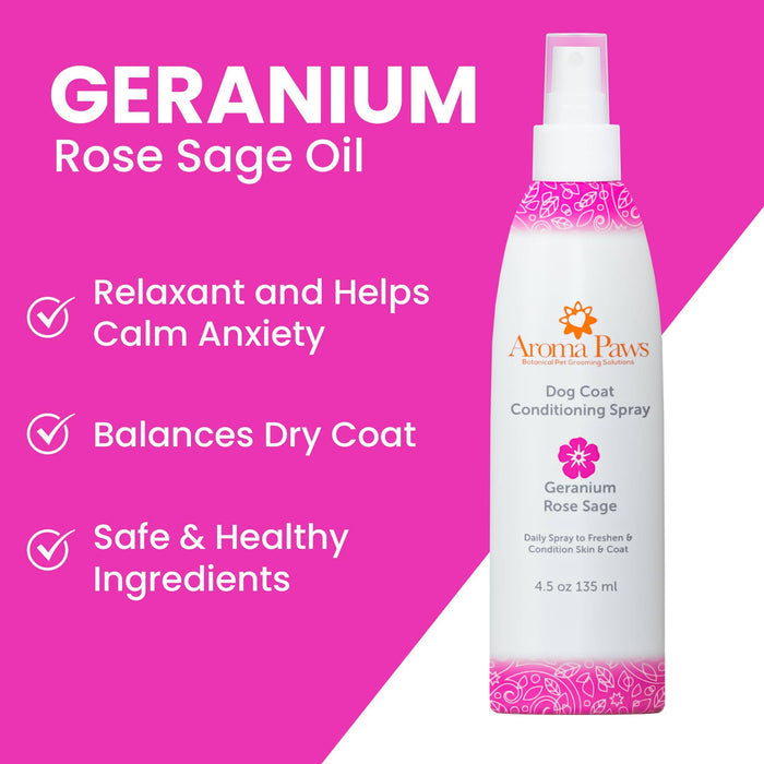 Aroma Paws - Geranium Sage Dog Coat Conditioning Spray, 4.5 oz.