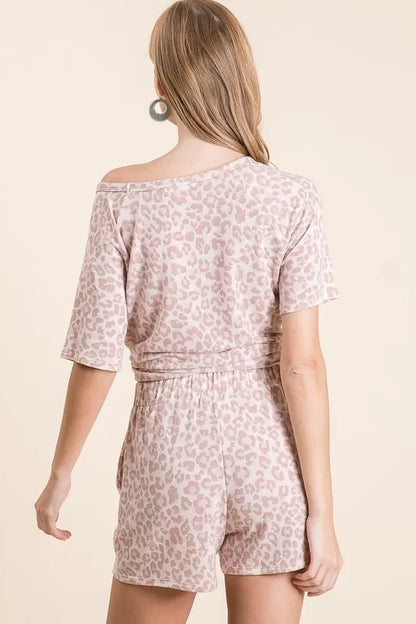 Hazel Blues® |  BiBi Leopard Terry Shorts With Drawstring