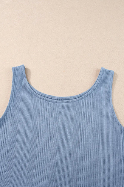 Hazel Blues® |  Color Ribbed Ruffle Tank Top and Pants Set