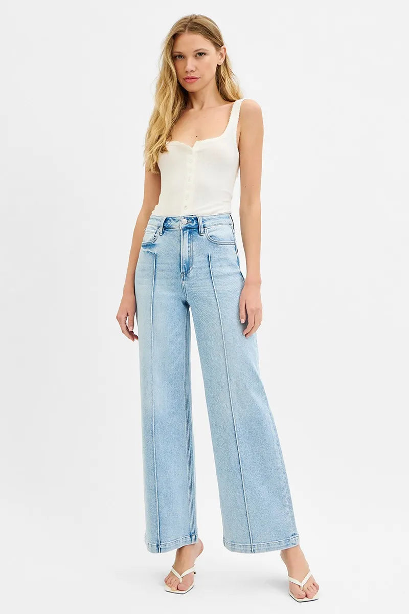 Hazel Blues® | RISEN High Waist Wide Leg Pintuck Detailed