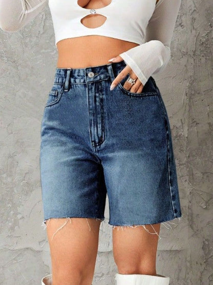 Hazel Blues® |  Frayed Hem Denim Shorts