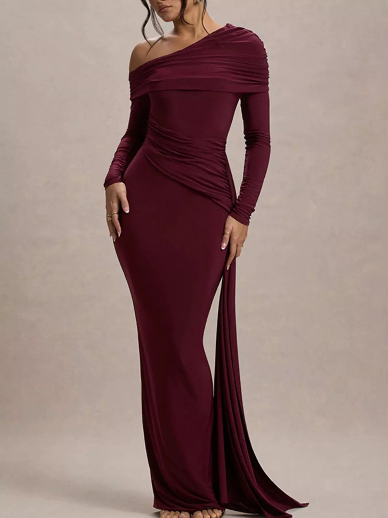 Hazel Blues® |  One-Shoulder Ruched Maxi Dress