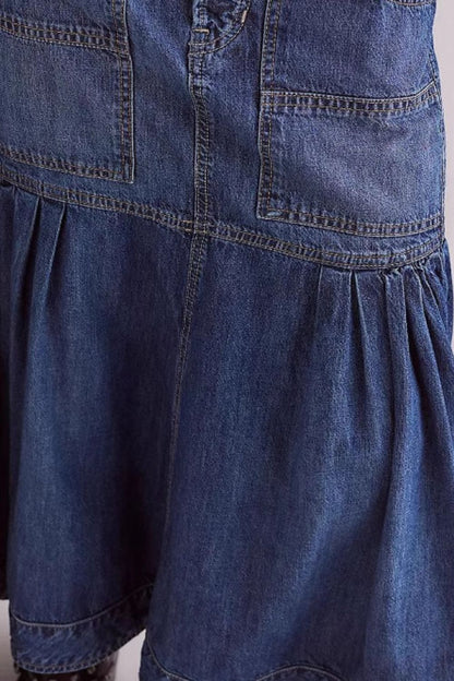 Hazel Blues® |  Midi Denim Skirt with Pockets