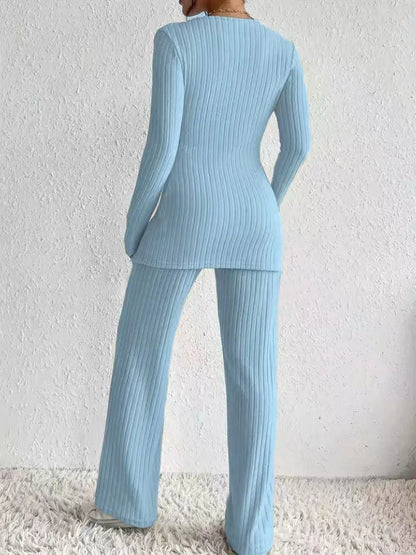 Hazel Blues® |  Surplice Long Sleeve Top and Pants Set