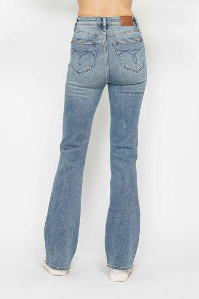 Hazel Blues® | Judy Blue Tummy Control Back Embroidered Pocketed Bootcut Jeans