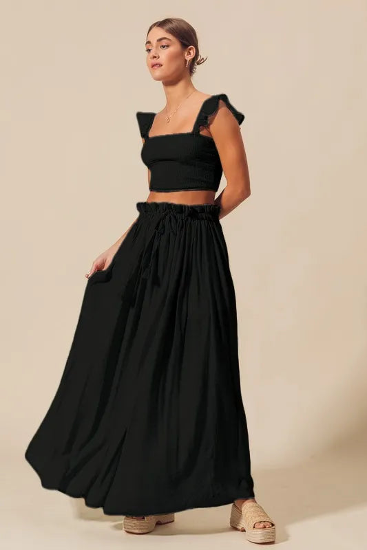Hazel Blues® |  SO ME Smocked Top and Flowy Maxi Skirt Set