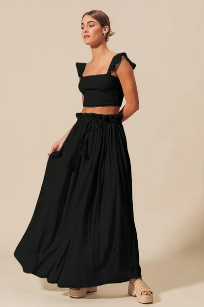Hazel Blues® |  SO ME Smocked Top and Flowy Maxi Skirt Set