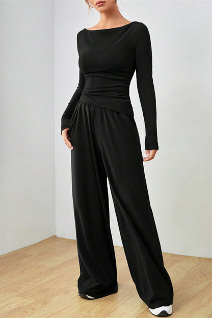 Hazel Blues® |  Boat Neck Long Sleeve Top and Pants Set