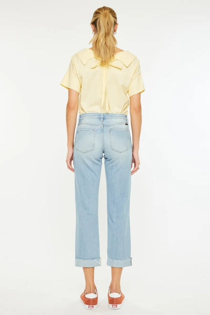 Hazel Blues® |  Kancan Mid Rise Distressed Boyfriend Jeans