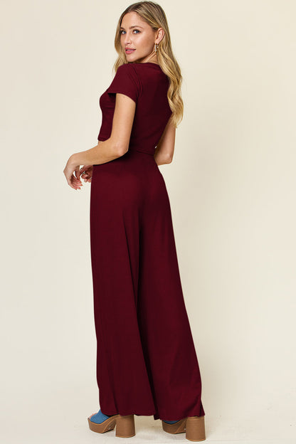 Hazel Blues® |  Double Take Round Neck Top and Pants Set