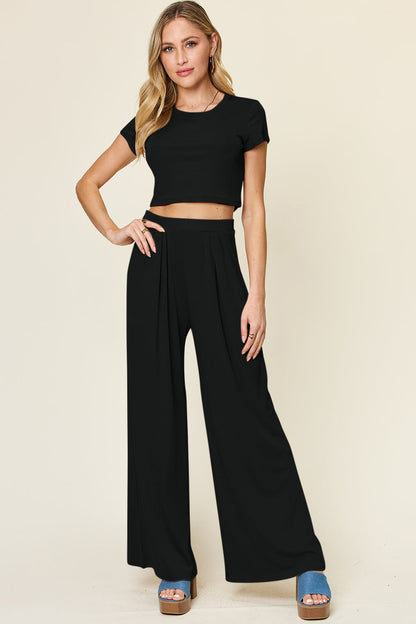 Hazel Blues® |  Double Take Round Neck Top and Pants Set