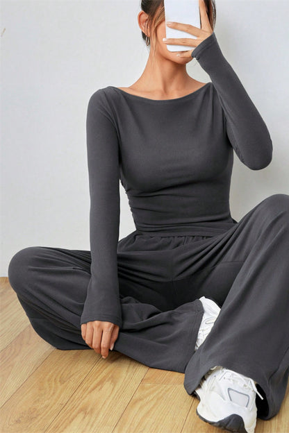 Hazel Blues® |  Boat Neck Long Sleeve Top and Pants Set