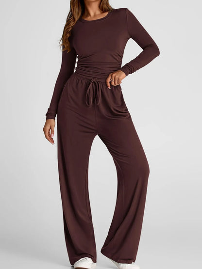 Hazel Blues® |  Round Neck Long Sleeve Top and Pants Set