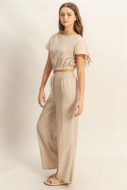 Hazel Blues® |  HYFVE Round Neck Short Sleeve Top and Pants Set