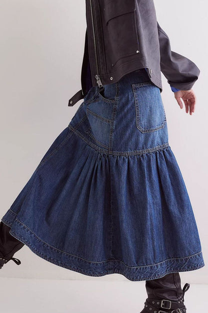 Hazel Blues® |  Midi Denim Skirt with Pockets