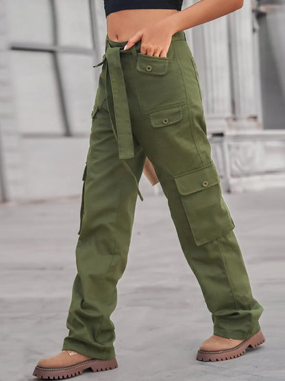 Hazel Blues® |  High-Waisted Multi-Pocket Cargo Jeans