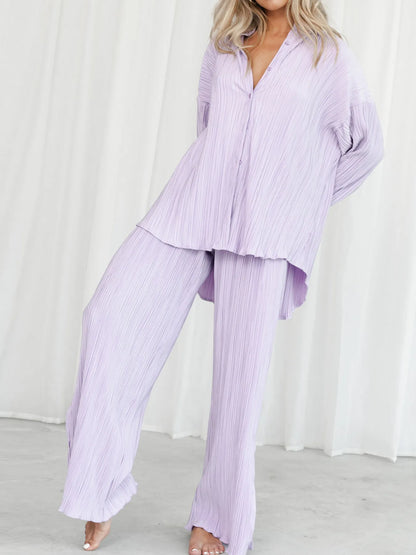Hazel Blues® |  Button Up Long Sleeve Top and Pants Set