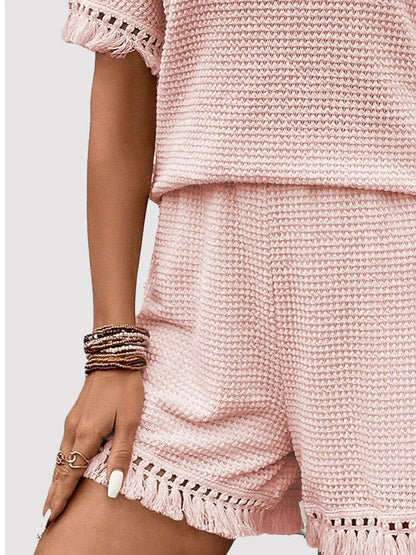 Hazel Blues® |  Tassel Round Neck Top and Shorts Set