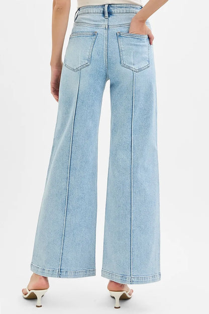Hazel Blues® | RISEN High Waist Wide Leg Pintuck Detailed