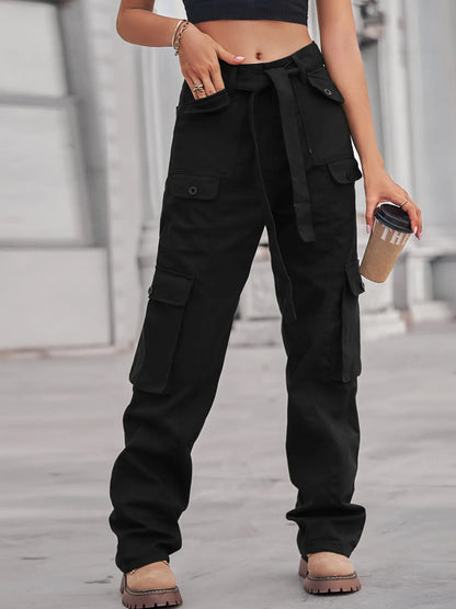 Hazel Blues® |  High-Waisted Multi-Pocket Cargo Jeans