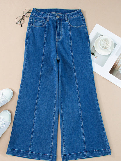 Hazel Blues® |  Seam Detail Flared Bottom Ankle Length Jeans