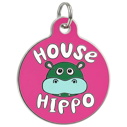 Bad Tags - Dog Tag Charm & Pet ID Tag - House Hippo *Pink