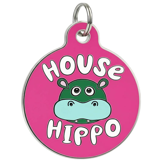 Bad Tags - Dog Tag Charm & Pet ID Tag - House Hippo *Pink