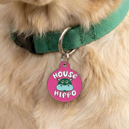 Bad Tags - Dog Tag Charm & Pet ID Tag - House Hippo *Pink