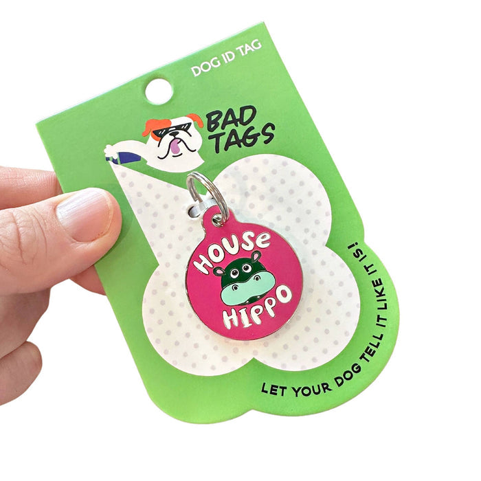 Bad Tags - Dog Tag Charm & Pet ID Tag - House Hippo *Pink