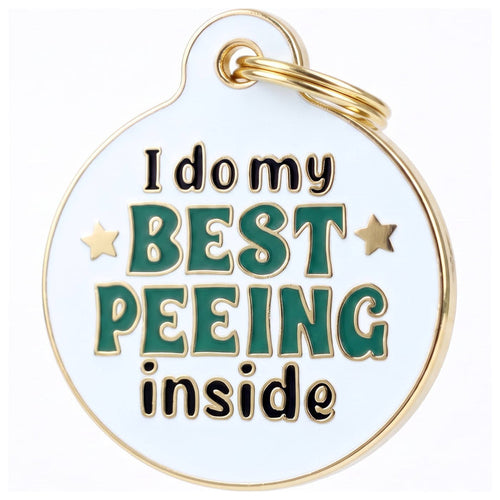 Bad Tags - Funny Dog Tag Charm & Pet ID - I Do my Best Peeing Inside