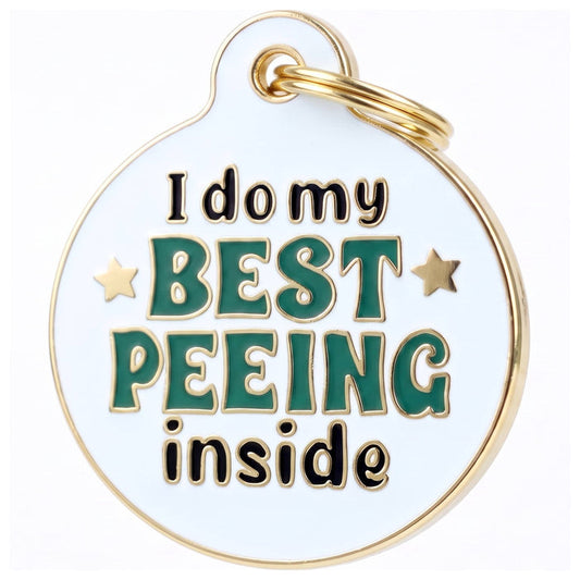 Bad Tags - Funny Dog Tag Charm & Pet ID - I Do my Best Peeing Inside