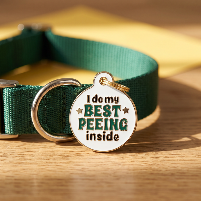 Bad Tags - Funny Dog Tag Charm & Pet ID - I Do my Best Peeing Inside