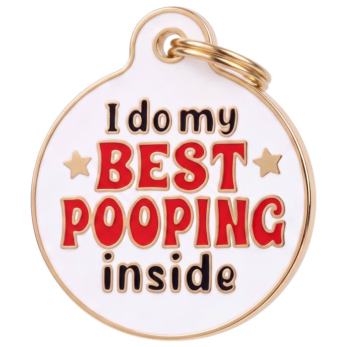 Bad Tags - Funny Dog Tag Charm & Pet ID Tag - Best Pooping Inside
