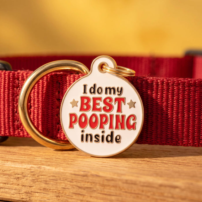 Bad Tags - Funny Dog Tag Charm & Pet ID Tag - Best Pooping Inside