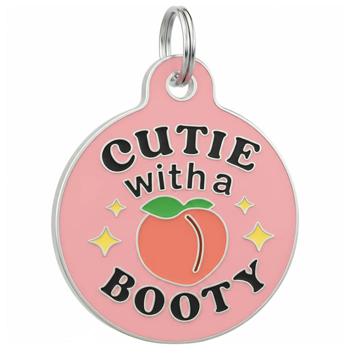 Bad Tags - Funny Dog Charm & Pet ID Tag - Cutie with a Booty *Pink - Dog.Dog.Cat.