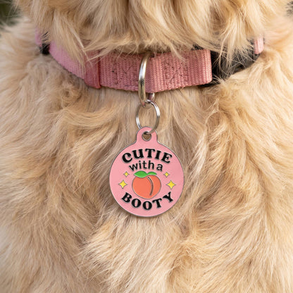 Bad Tags - Funny Dog Charm & Pet ID Tag - Cutie with a Booty *Pink - Dog.Dog.Cat.