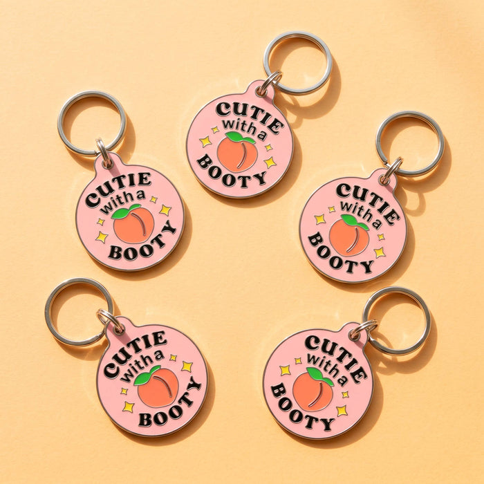 Bad Tags - Funny Dog Charm & Pet ID Tag - Cutie with a Booty *Pink - Dog.Dog.Cat.