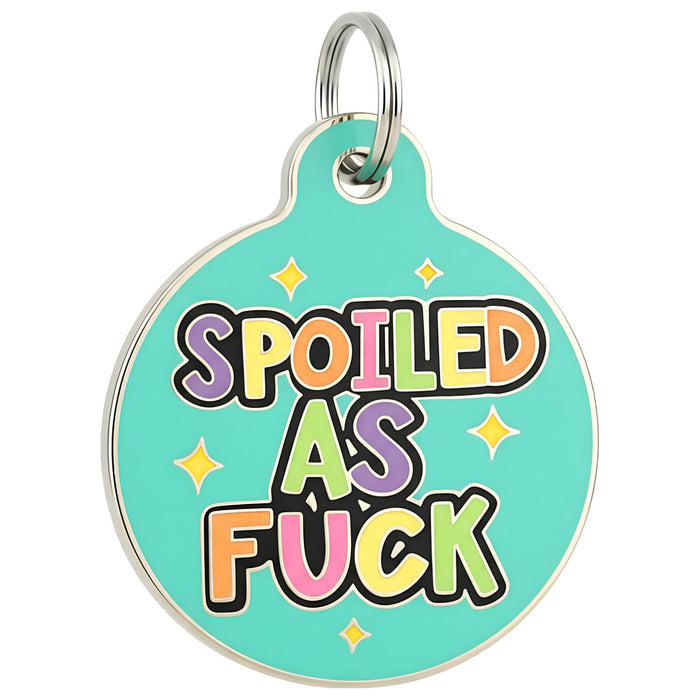 Bad Tags - Funny Dog ID Tag & Pet Accessory - Spoiled As Fuck: Blank / Large - Dog.Dog.Cat.