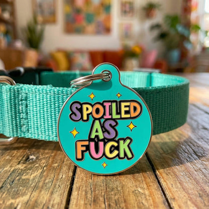 Bad Tags - Funny Dog ID Tag & Pet Accessory - Spoiled As Fuck: Blank / Large - Dog.Dog.Cat.