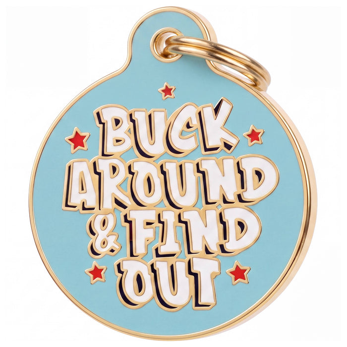 Bad Tags - Sassy Dog Tag Charm & Pet ID Tag - Buck Around and Find Out