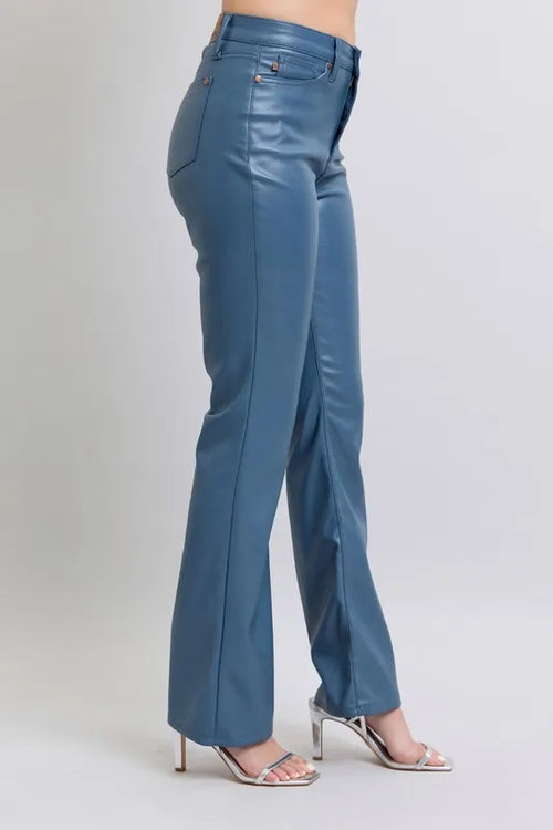 Hazel Blues® | Judy Blue High Waist Tummy Control Faux Leather Bootcut Pants
