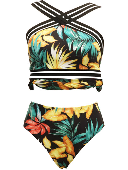 Hazel Blues® |  Cutout Printed Two-Piece Swim Set