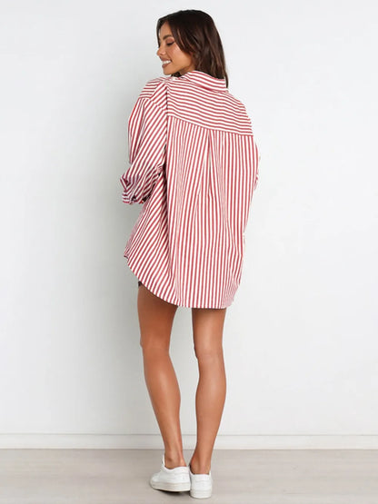 Hazel Blues® |  Striped Dropped Shoulder Shirt and Shorts Set
