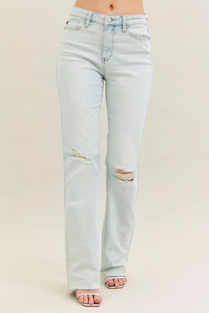 Hazel Blues® | Judy Blue Destroy & Fray Hem Bootcut Jeans