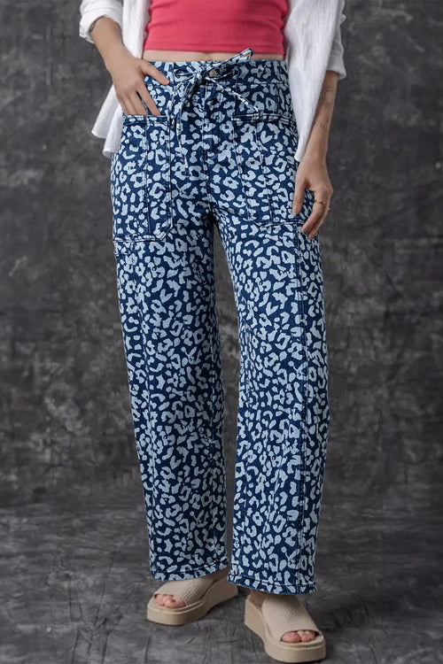 Hazel Blues® |  Leopard Print Wide Leg Jeans