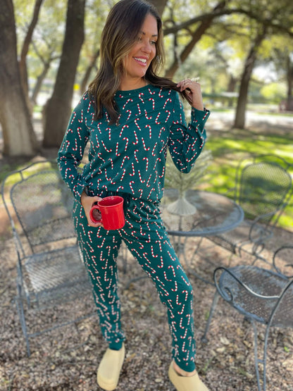 Hazel Blues® |  PREORDER: Candy Cane Pajama Pants Set