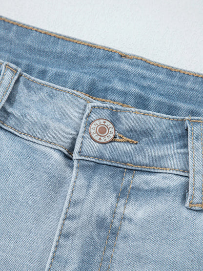 Hazel Blues® |  Mid Rise Ankle-Length Distressed Skinny Jeans
